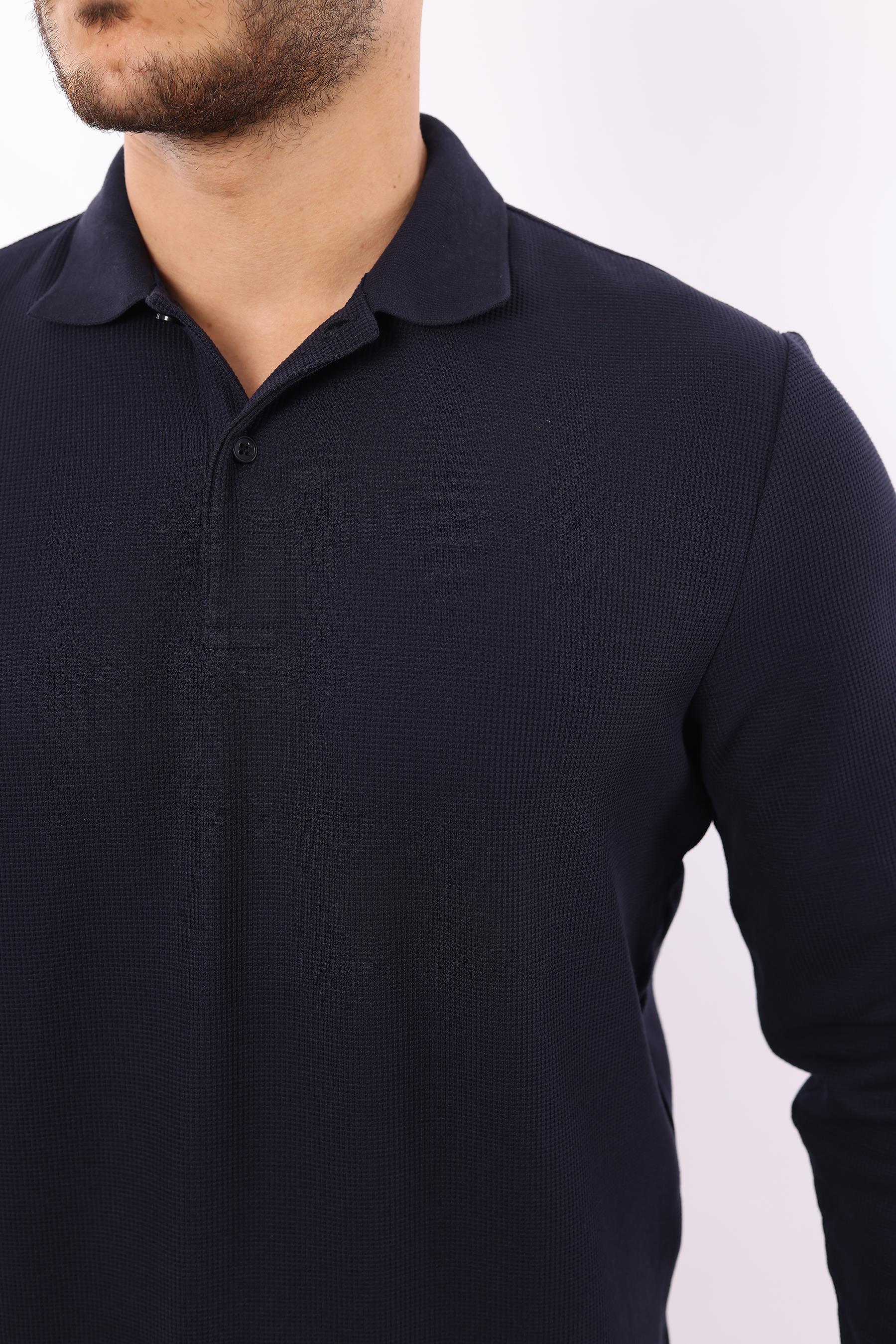 Waffle Dokuma Polo Yaka Sweatshirt – Pamuk Viskon Regular Fit Rugatchi Exclusive