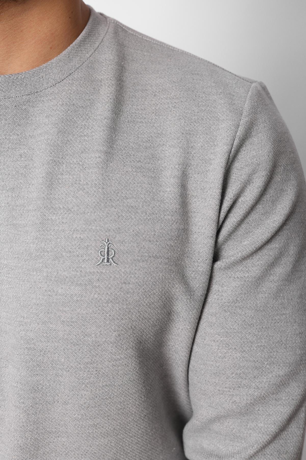 Diagonal Interlok Bisiklet Yaka Sweatshirt – Pamuk Viskon Regular Fit Rugatchi Exclusive