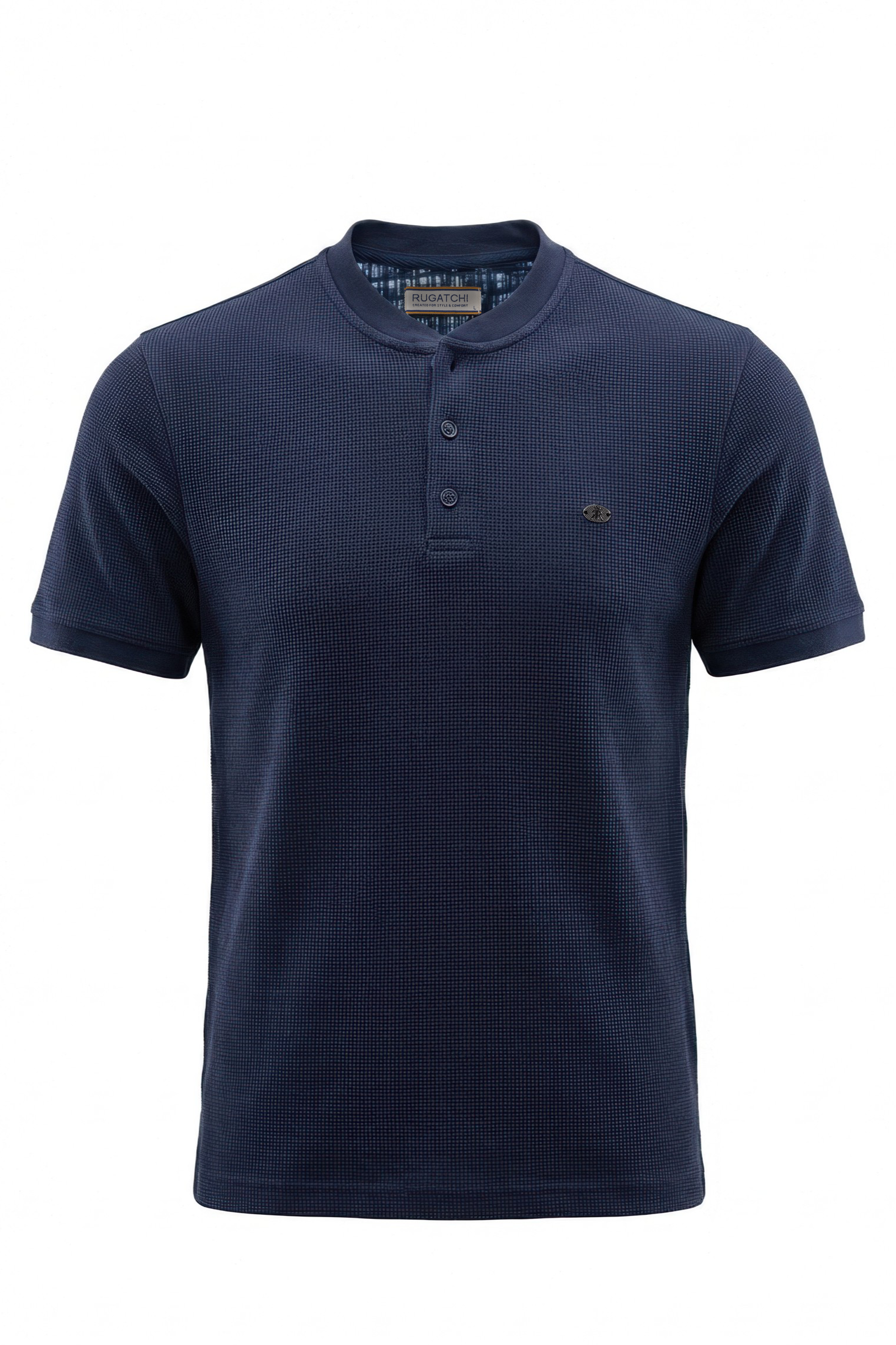 Erkek Waffle Dokulu Kolej Yaka Tişört