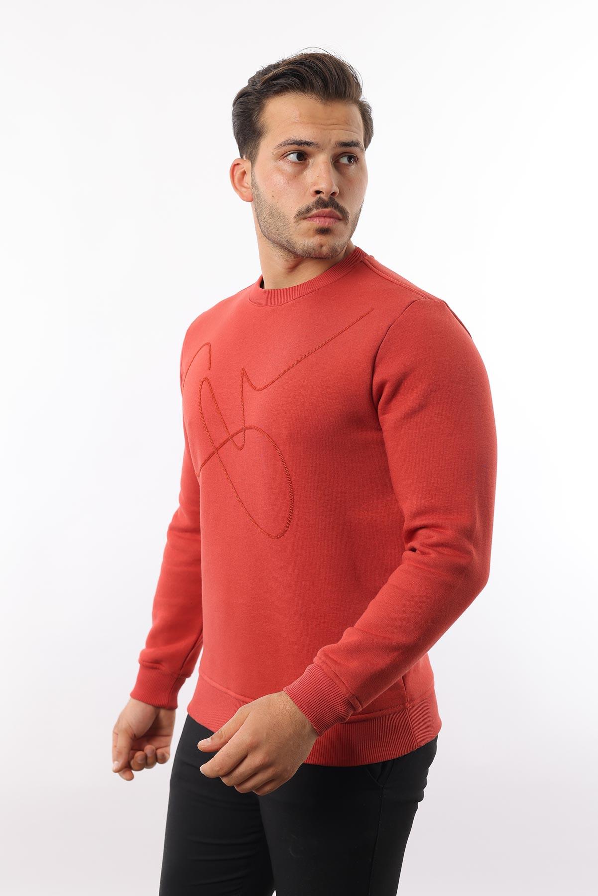 3 İplik Şardonlu Bisiklet Yaka Sweatshirt – Pamuk Viskon Regular Fit Rugatchi Exclusive