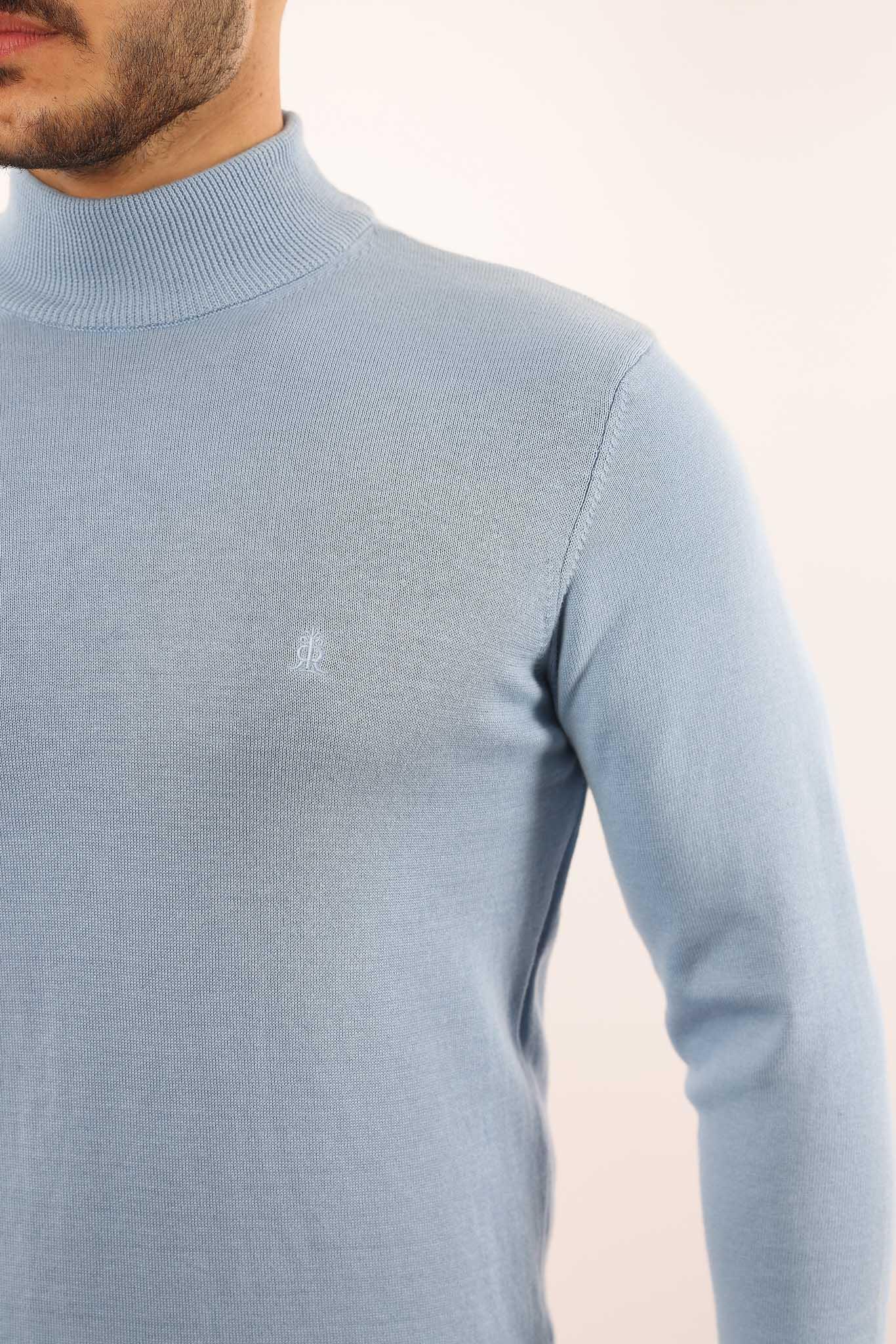 Erkek Yarım Balıkçı Yaka Triko Kazak — %100 Pamuk