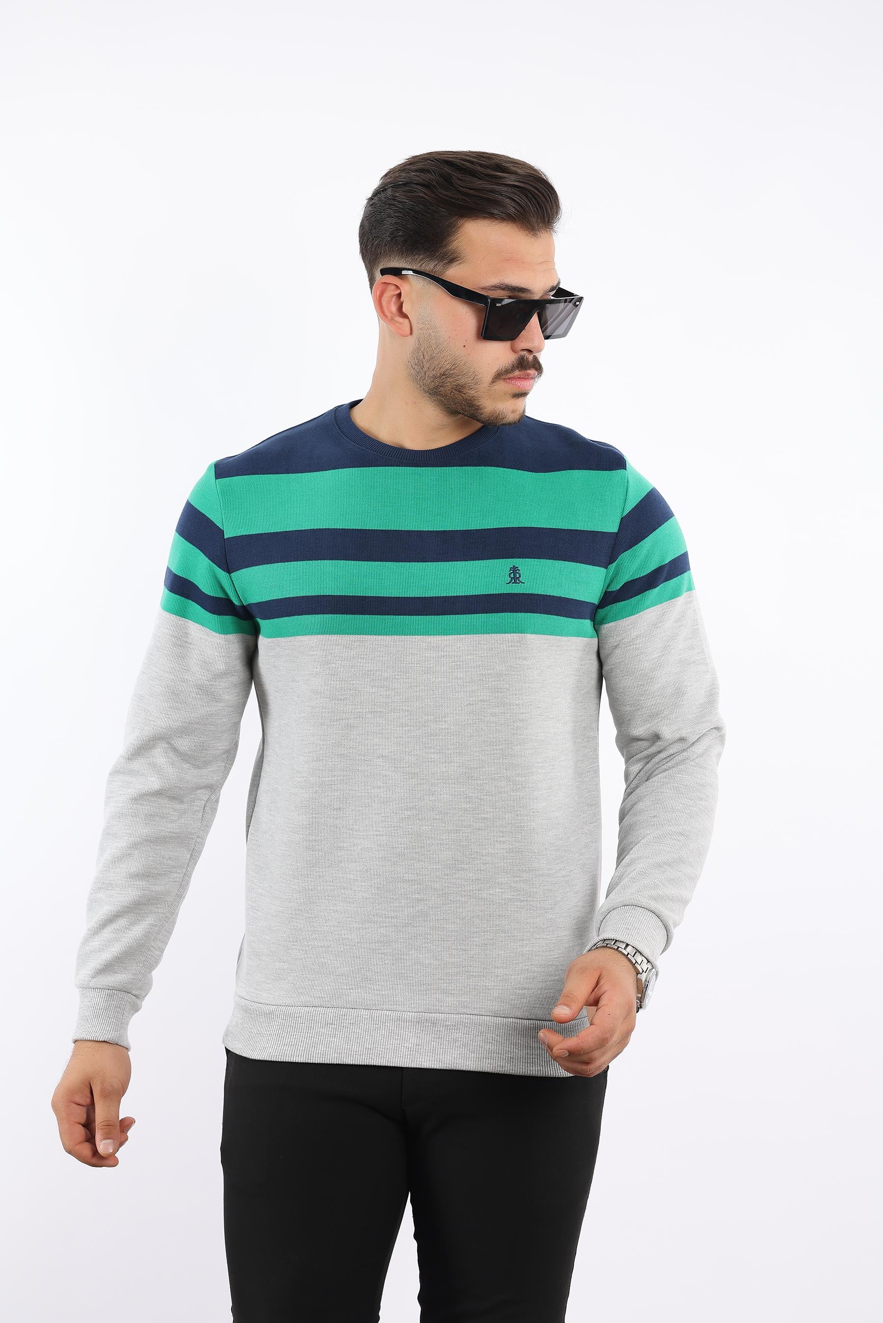 Rugatchi Panolu Selanik Sweatshirt – %100 Pamuk Bisiklet Yaka