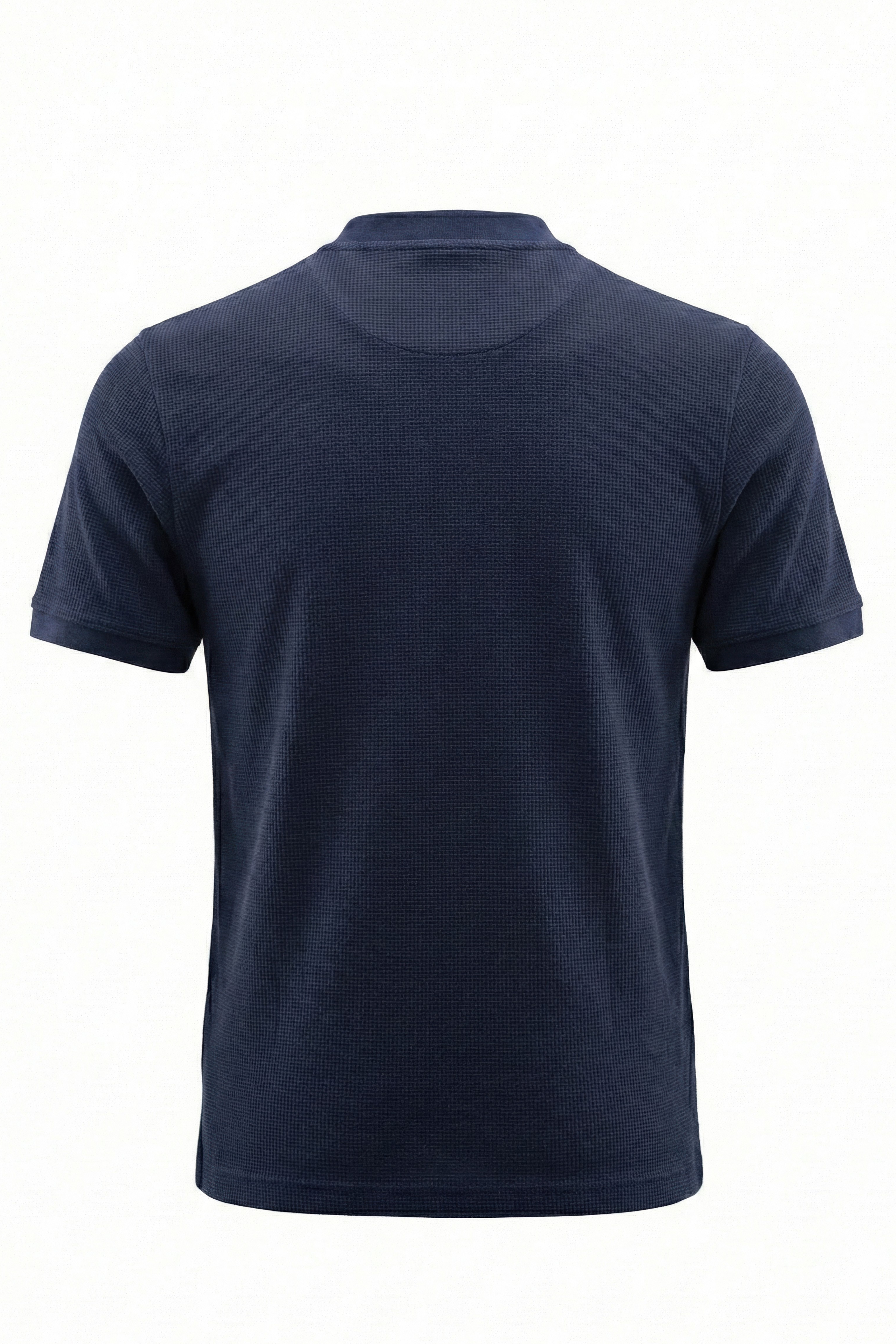 Erkek Waffle Dokulu Kolej Yaka Tişört