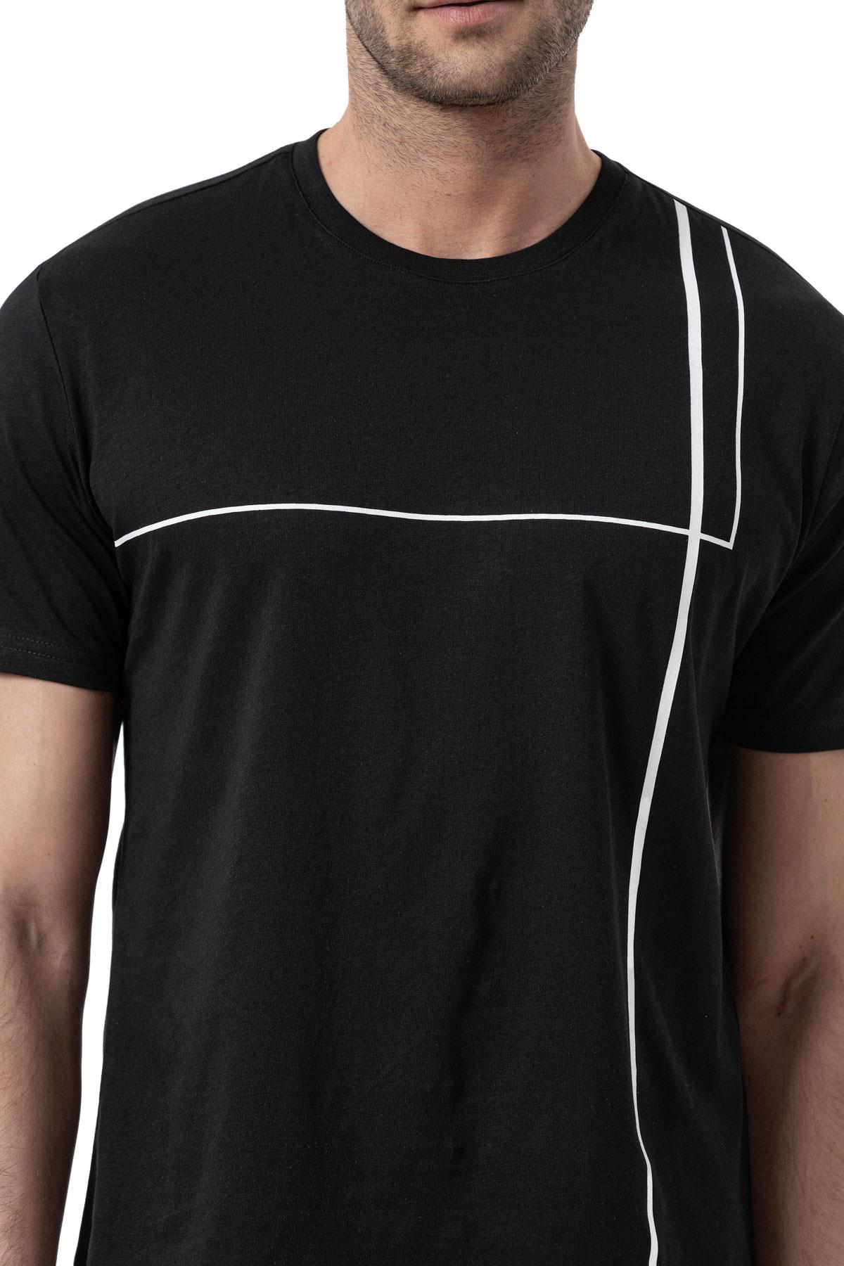 Baskılı Bisiklet Yaka T-Shirt