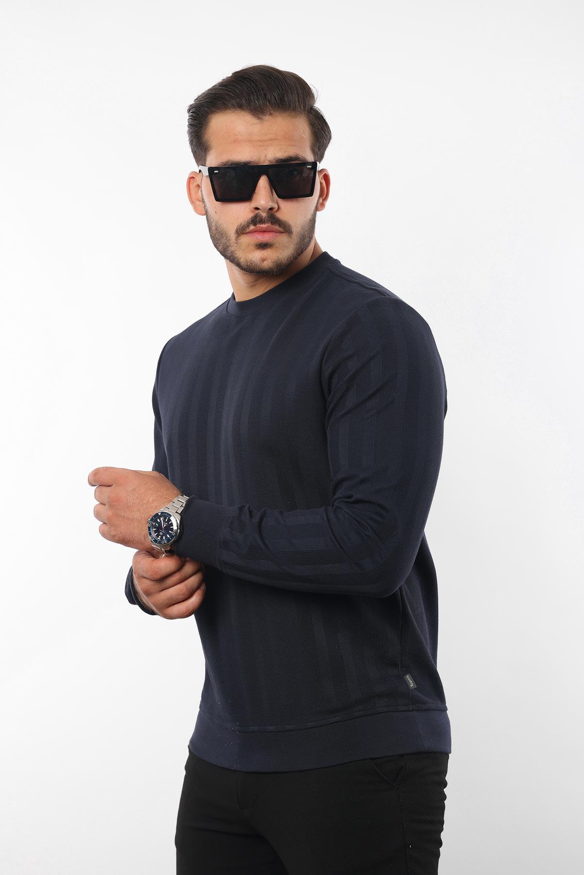 Rugatchi Jakarlı Sweatshirt – %70 Pamuk %30 Viskoz Bisiklet Yaka