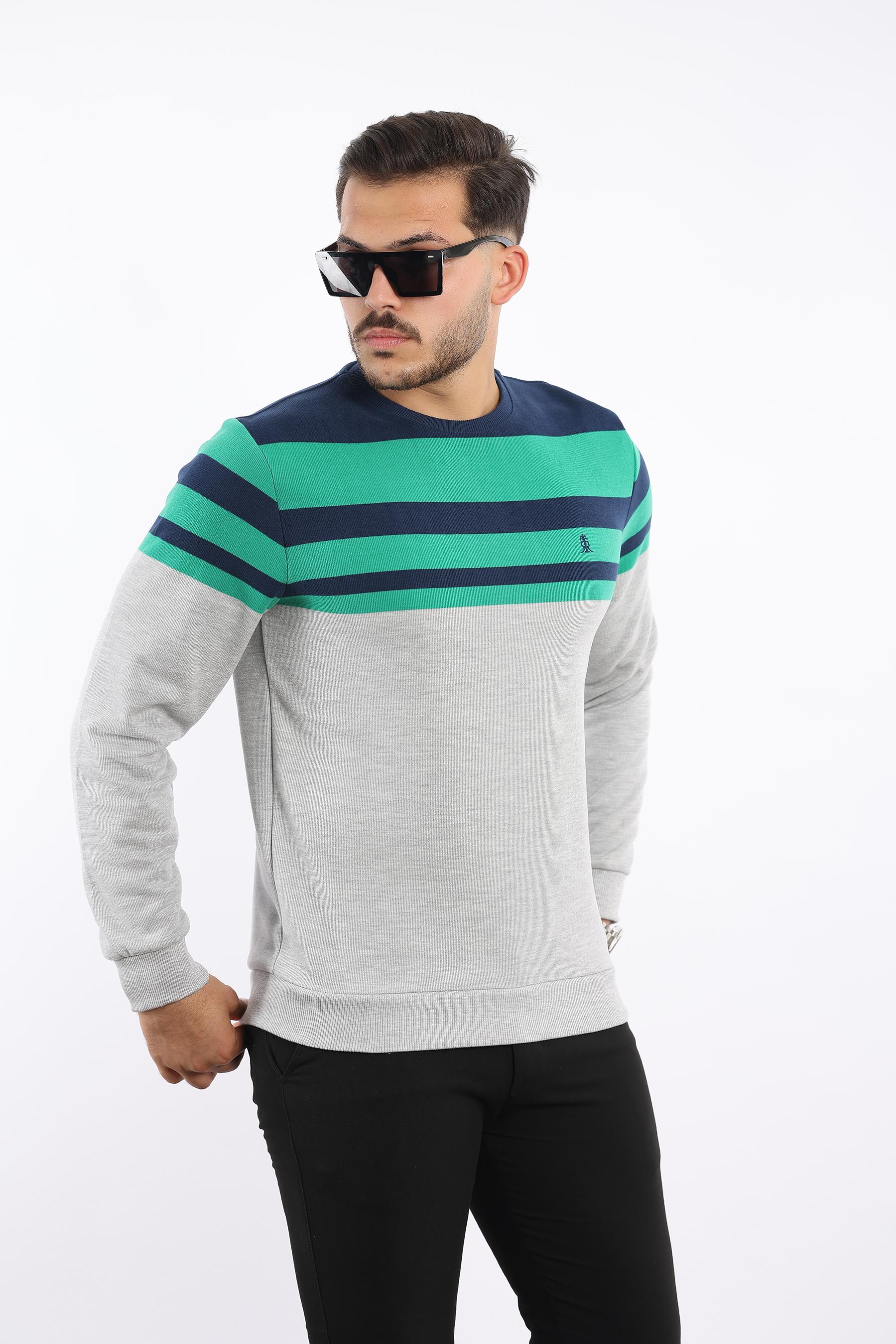 Rugatchi Panolu Selanik Sweatshirt – %100 Pamuk Bisiklet Yaka