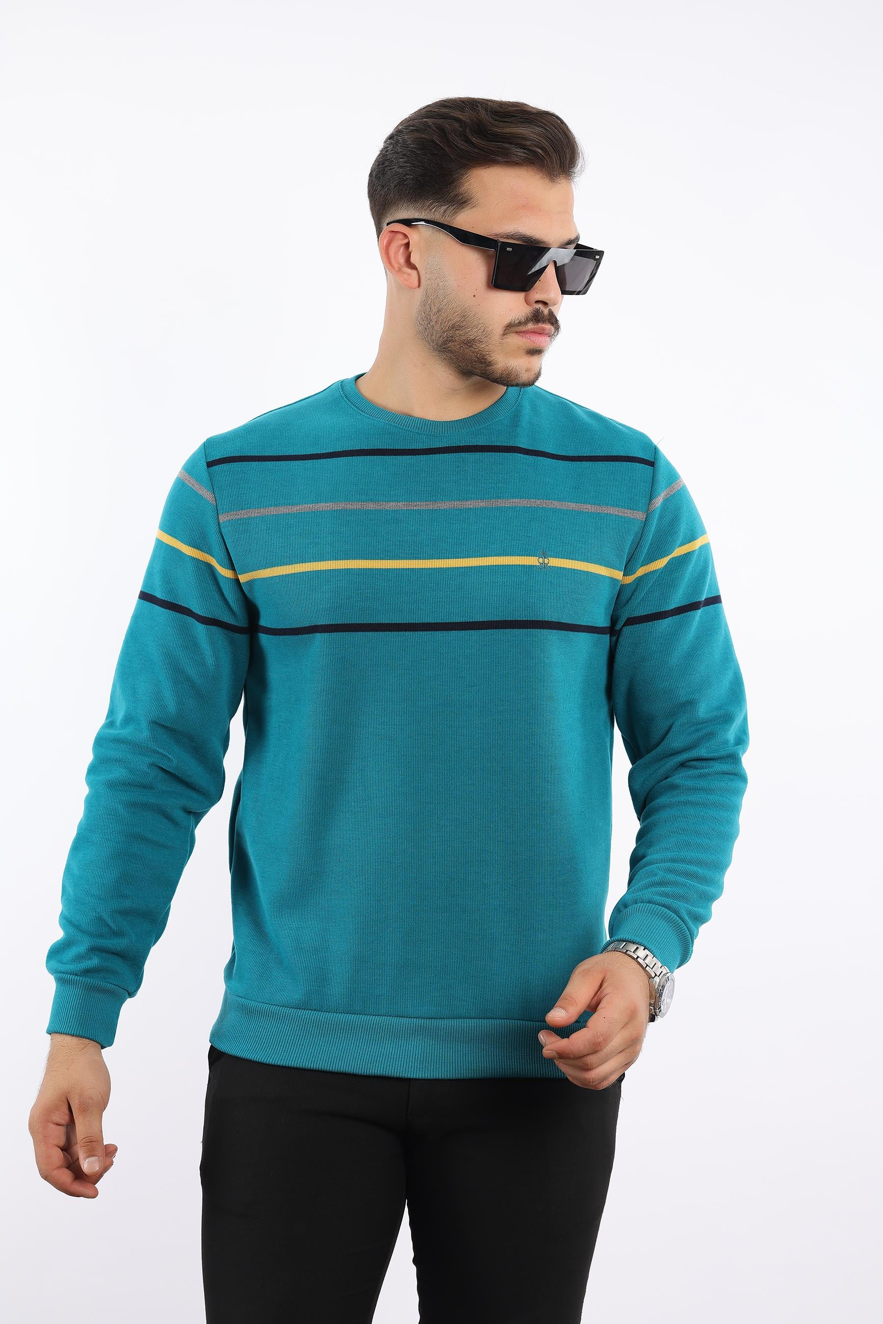 Panolu Selanik Dokuma Bisiklet Yaka Sweatshirt