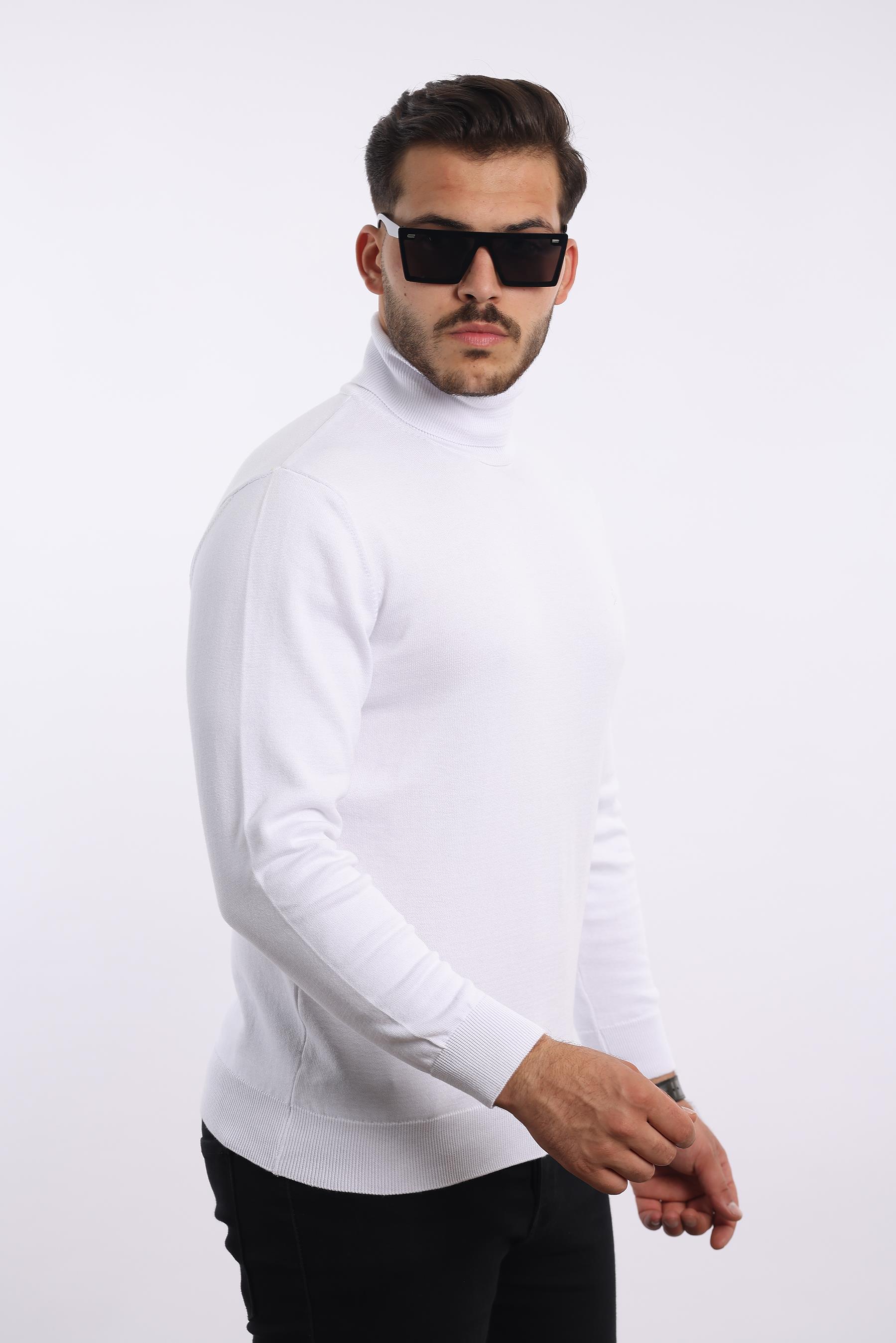 Erkek Balıkçı Yaka Triko Kazak — %100 Pamuk, Klasik