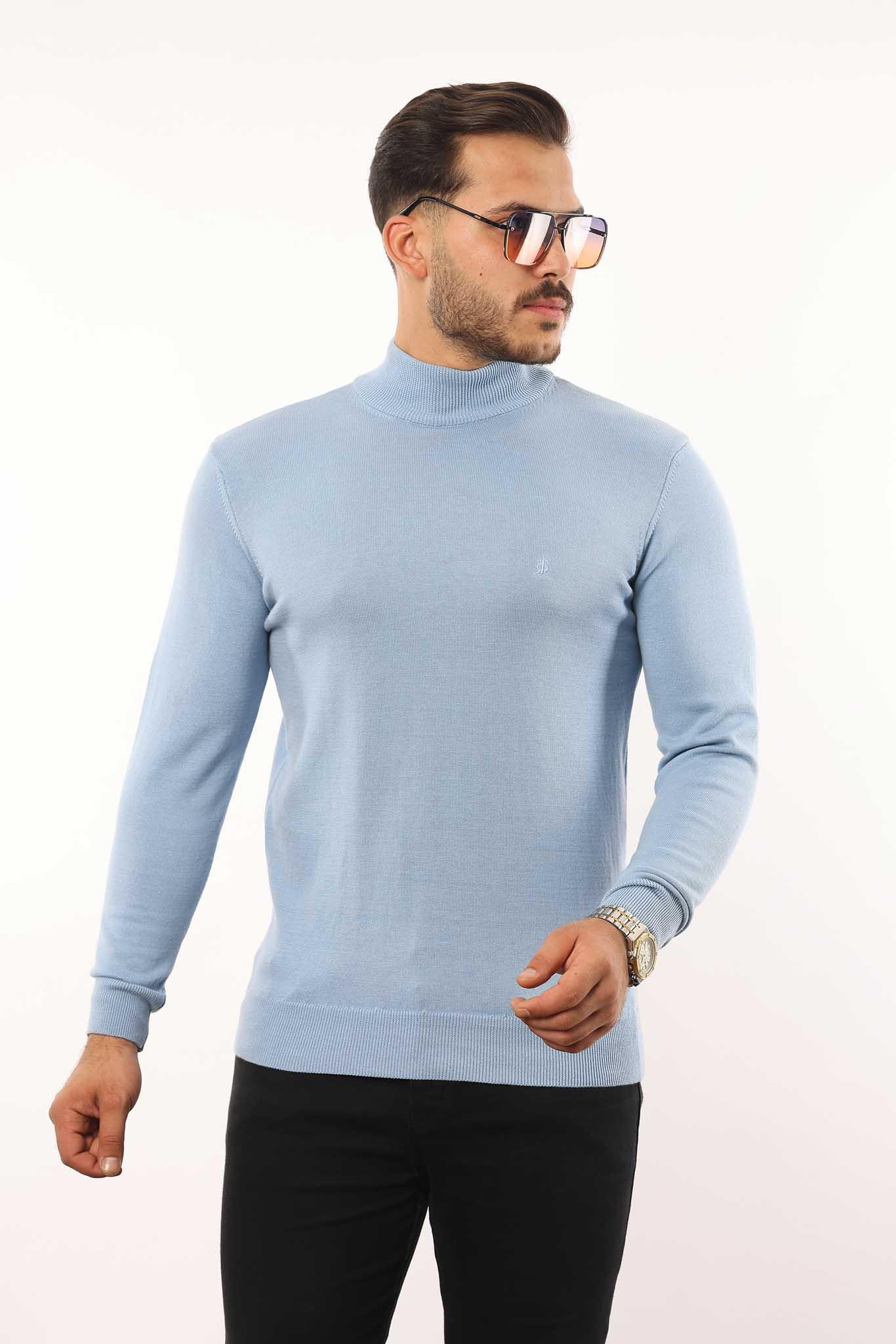 Erkek Yarım Balıkçı Yaka Triko Kazak — %100 Pamuk