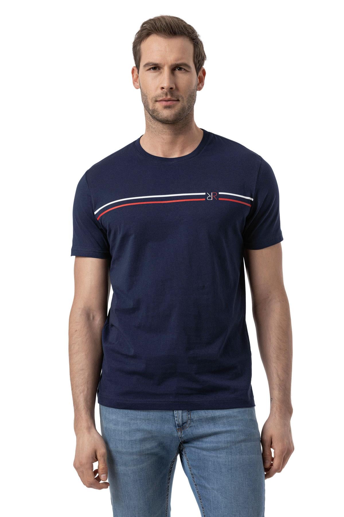 Baskılı Bisiklet Yaka T-Shirt