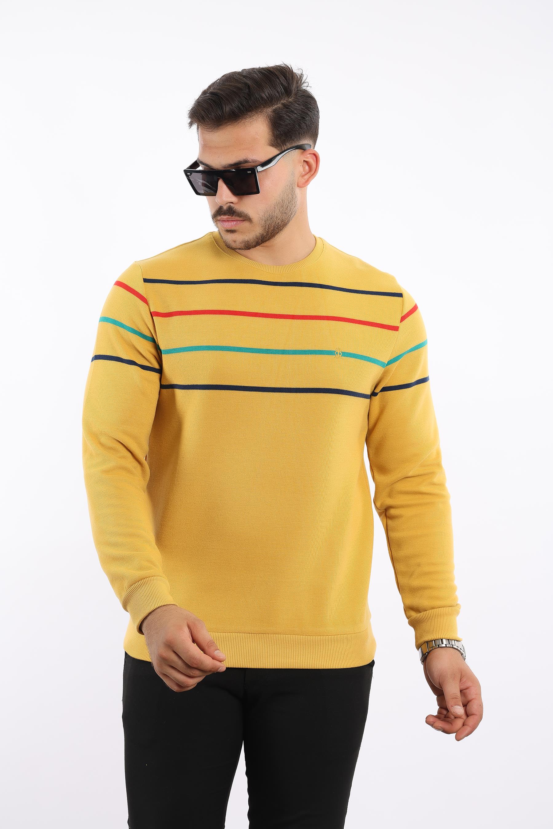 Panolu Selanik Dokuma Bisiklet Yaka Sweatshirt