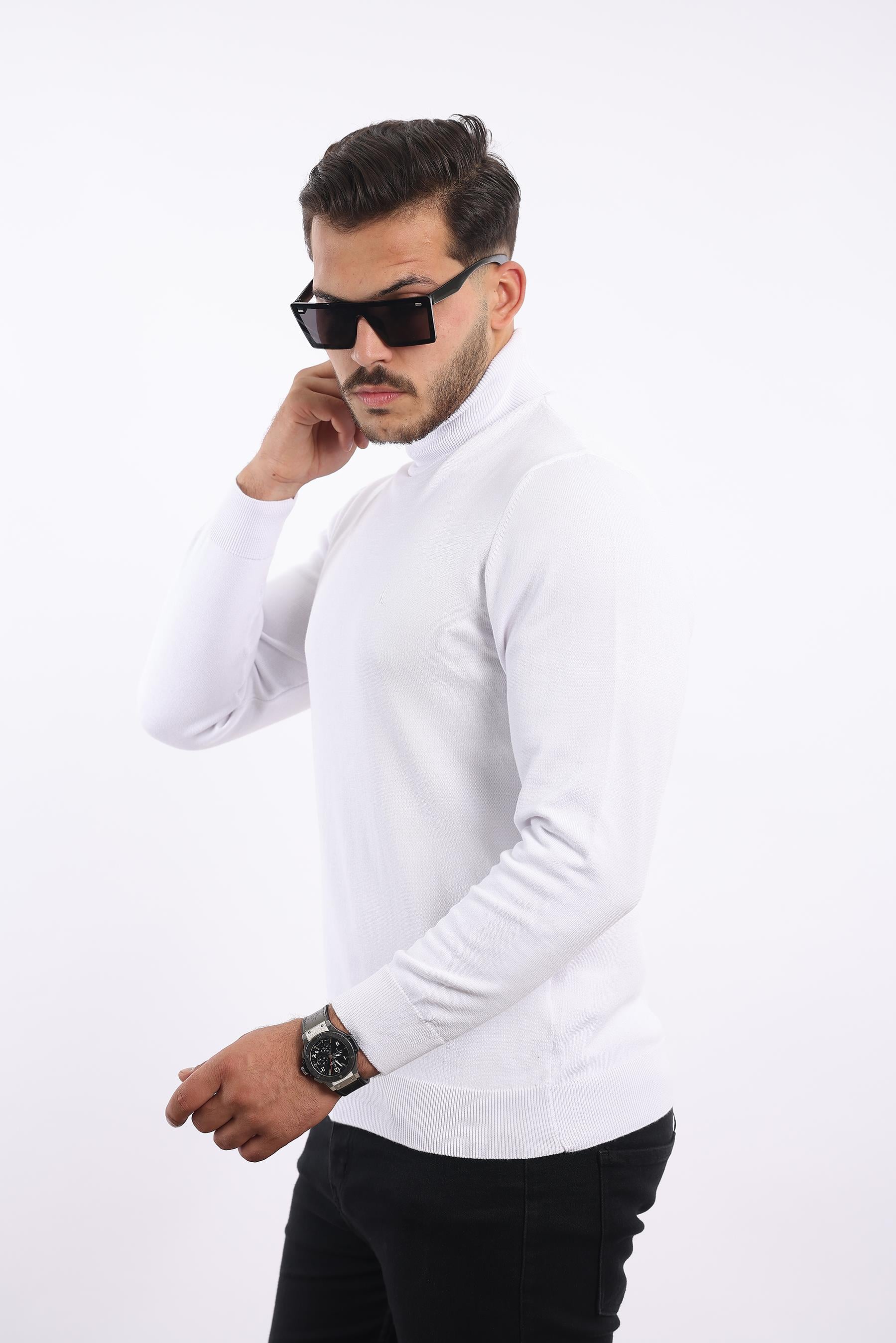 Erkek Balıkçı Yaka Triko Kazak — %100 Pamuk, Klasik