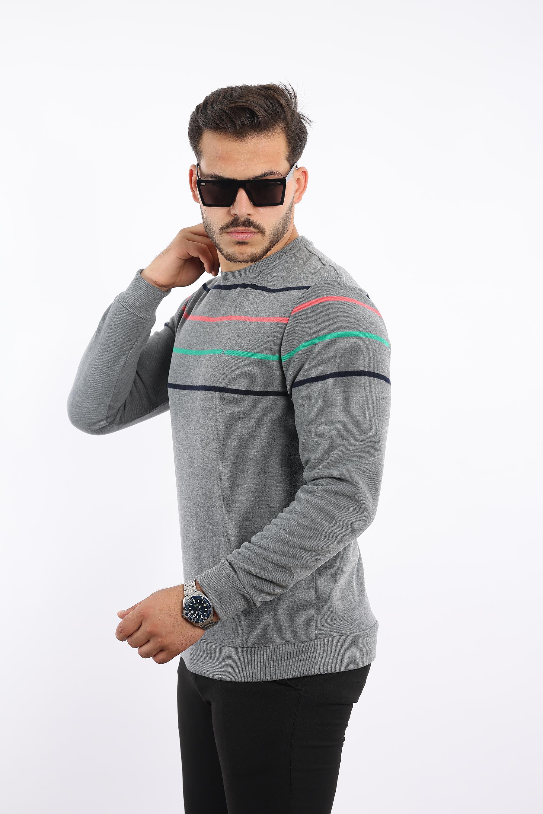 Panolu Selanik Dokuma Bisiklet Yaka Sweatshirt