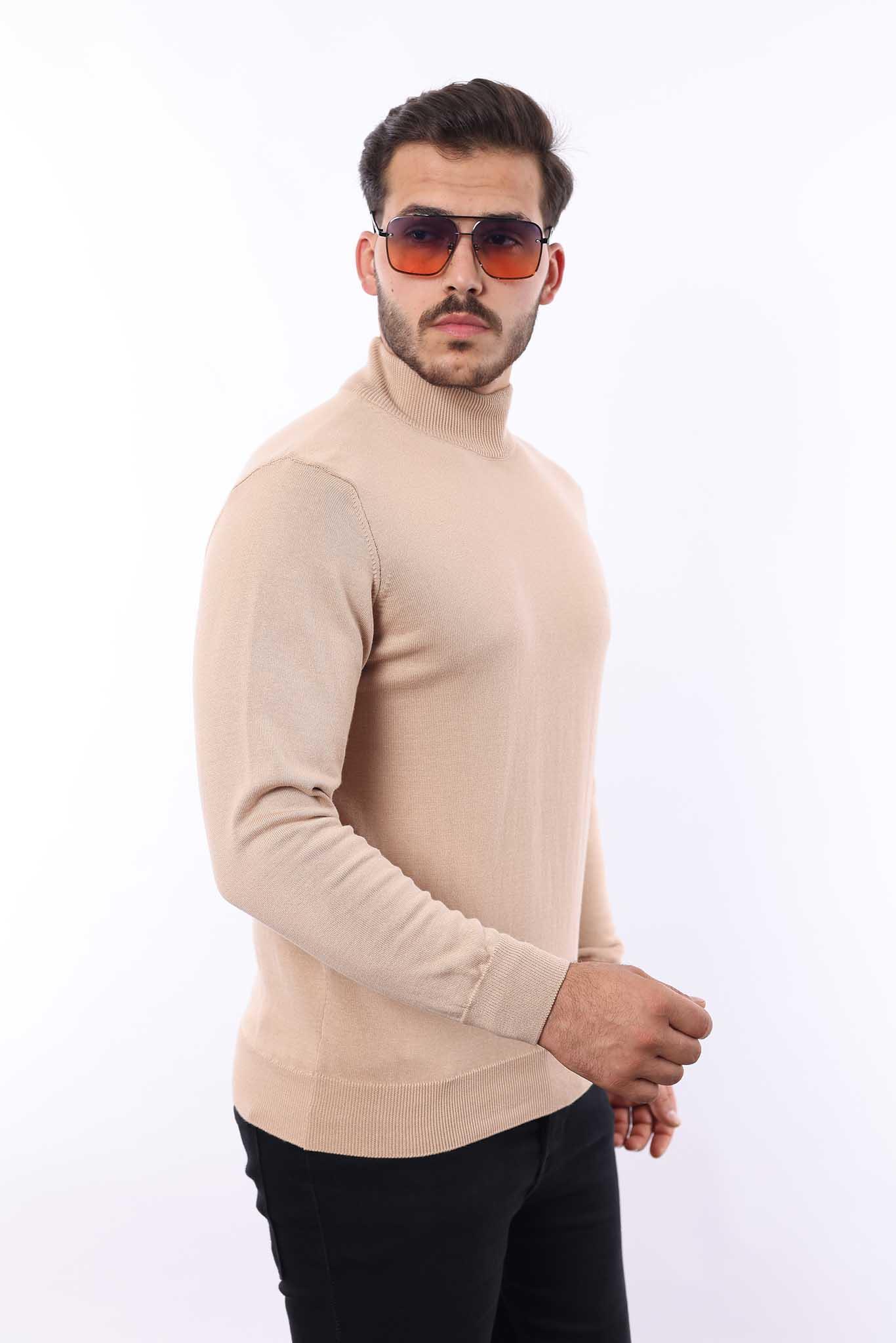 Erkek Yarım Balıkçı Yaka Triko Kazak — %100 Pamuk