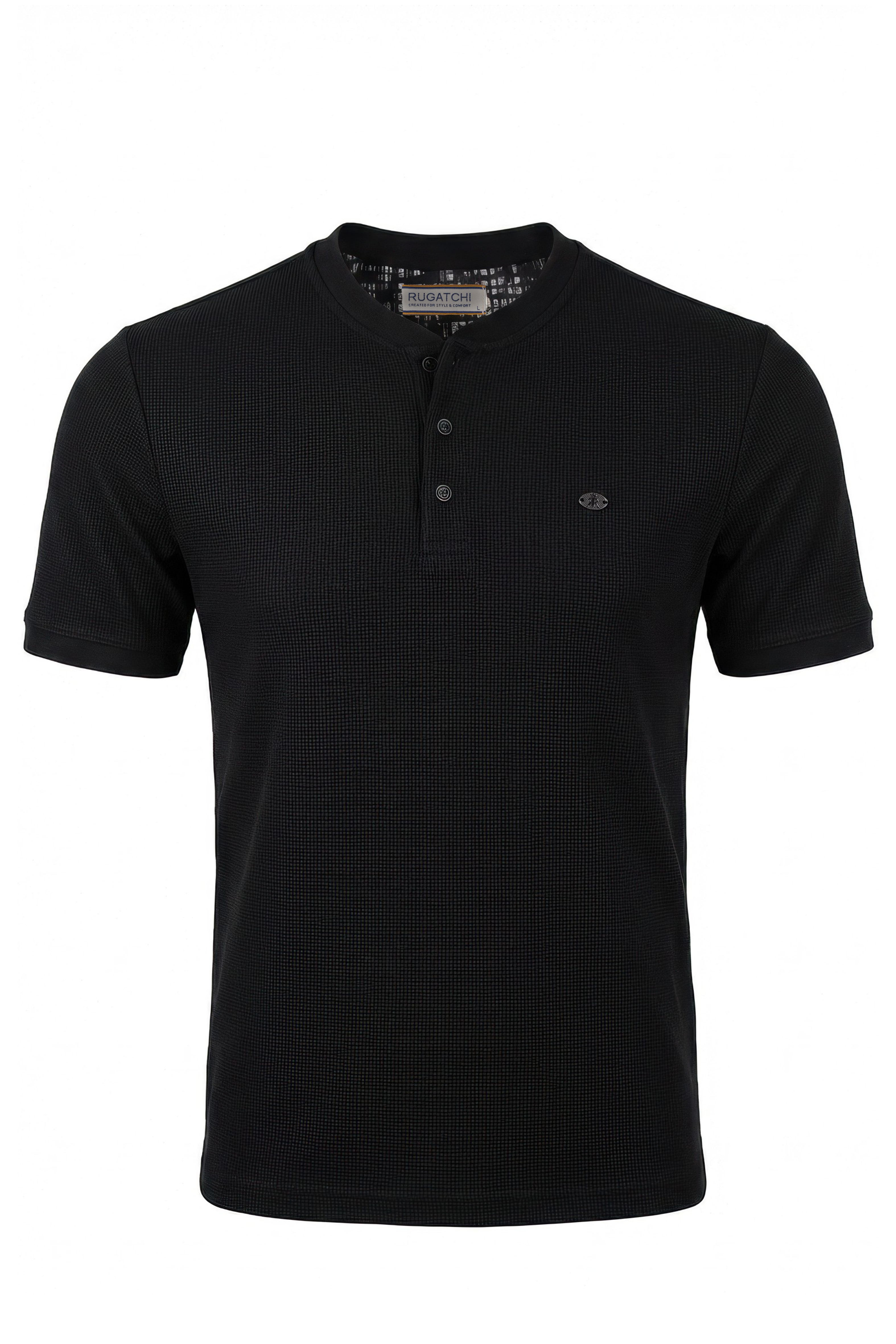 Erkek Waffle Dokulu Kolej Yaka Tişört