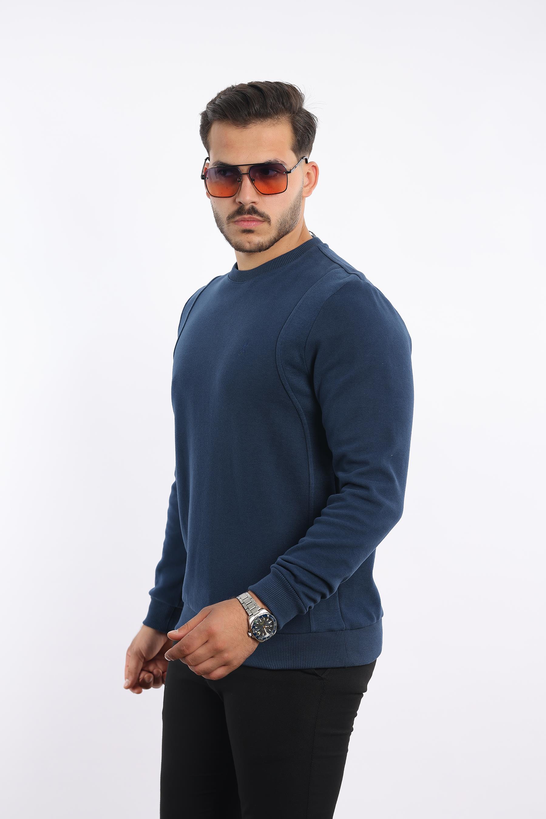 Pamuk Düz Selanik - Bisiklet Yaka Sweatshirt