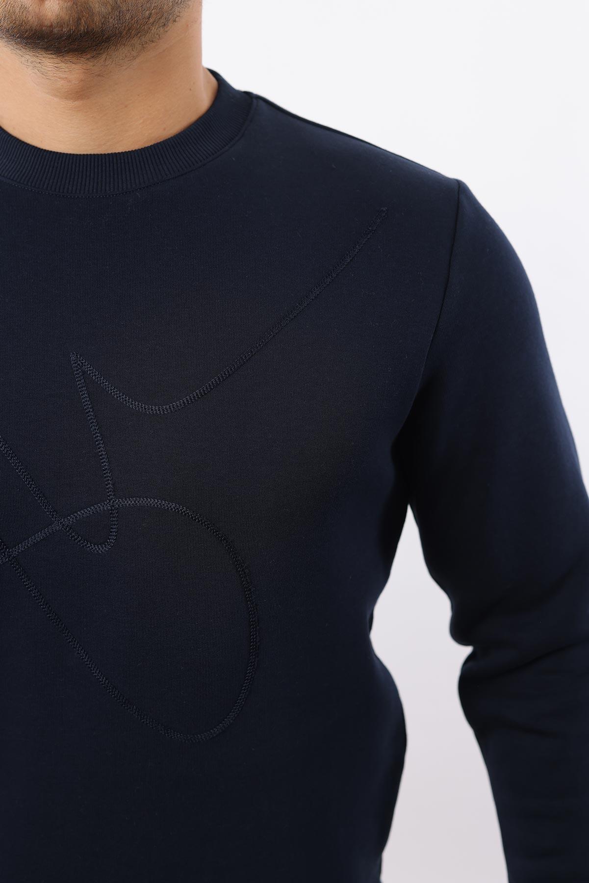 3 İplik Şardonlu Bisiklet Yaka Sweatshirt – Pamuk Viskon Regular Fit Rugatchi Exclusive