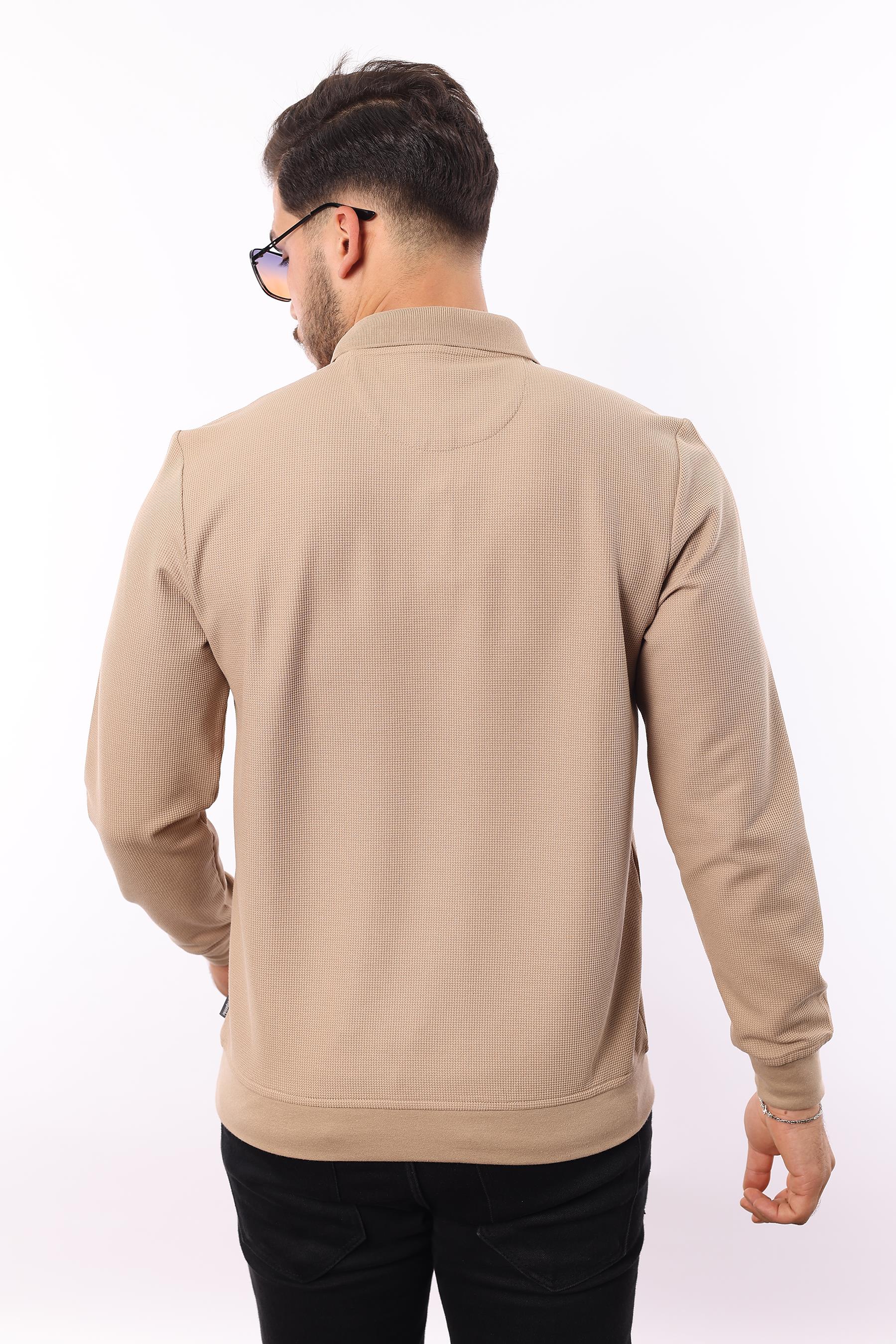 Waffle Dokuma Polo Yaka Sweatshirt – Pamuk Viskon Regular Fit Rugatchi Exclusive