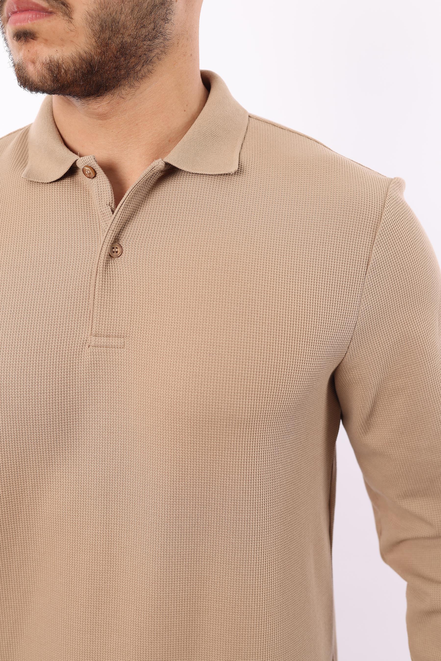 Waffle Dokuma Polo Yaka Sweatshirt – Pamuk Viskon Regular Fit Rugatchi Exclusive