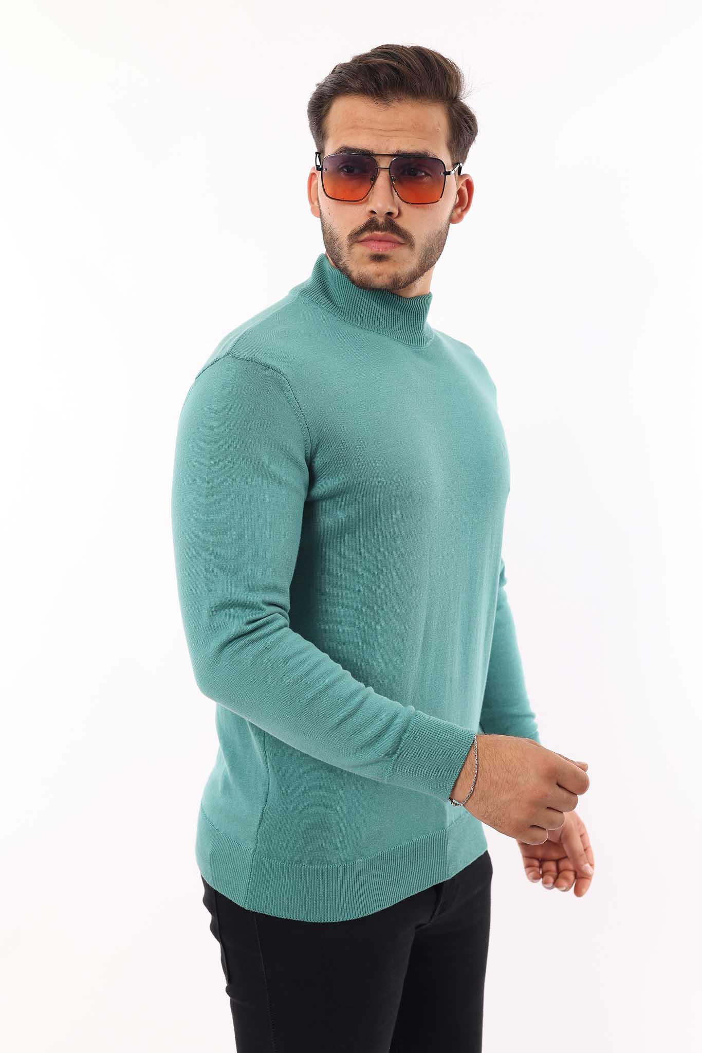 Erkek Yarım Balıkçı Yaka Triko Kazak — %100 Pamuk