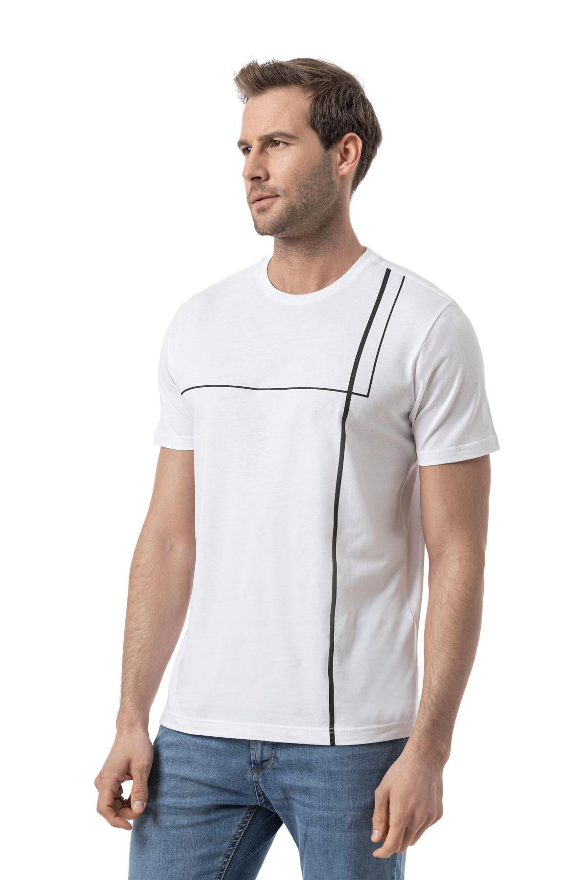 Baskılı Bisiklet Yaka T-Shirt