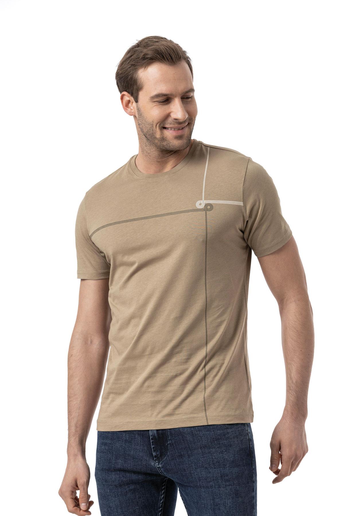 Baskılı Bisiklet Yaka T-Shirt