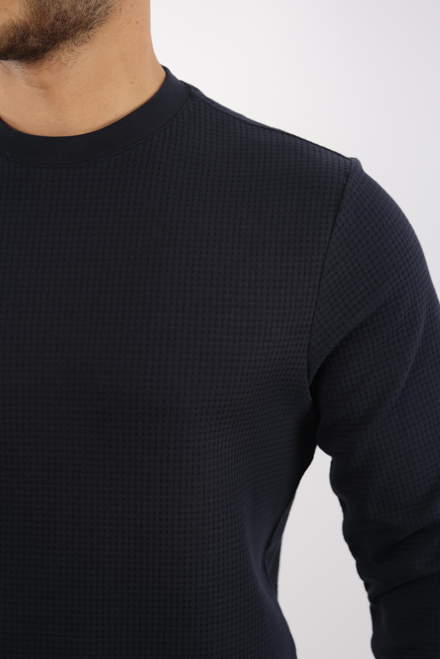 Waffle Dokulu Bisiklet Yaka Sweatshirt – Pamuk Viskon Regular Fit Rugatchi Exclusive