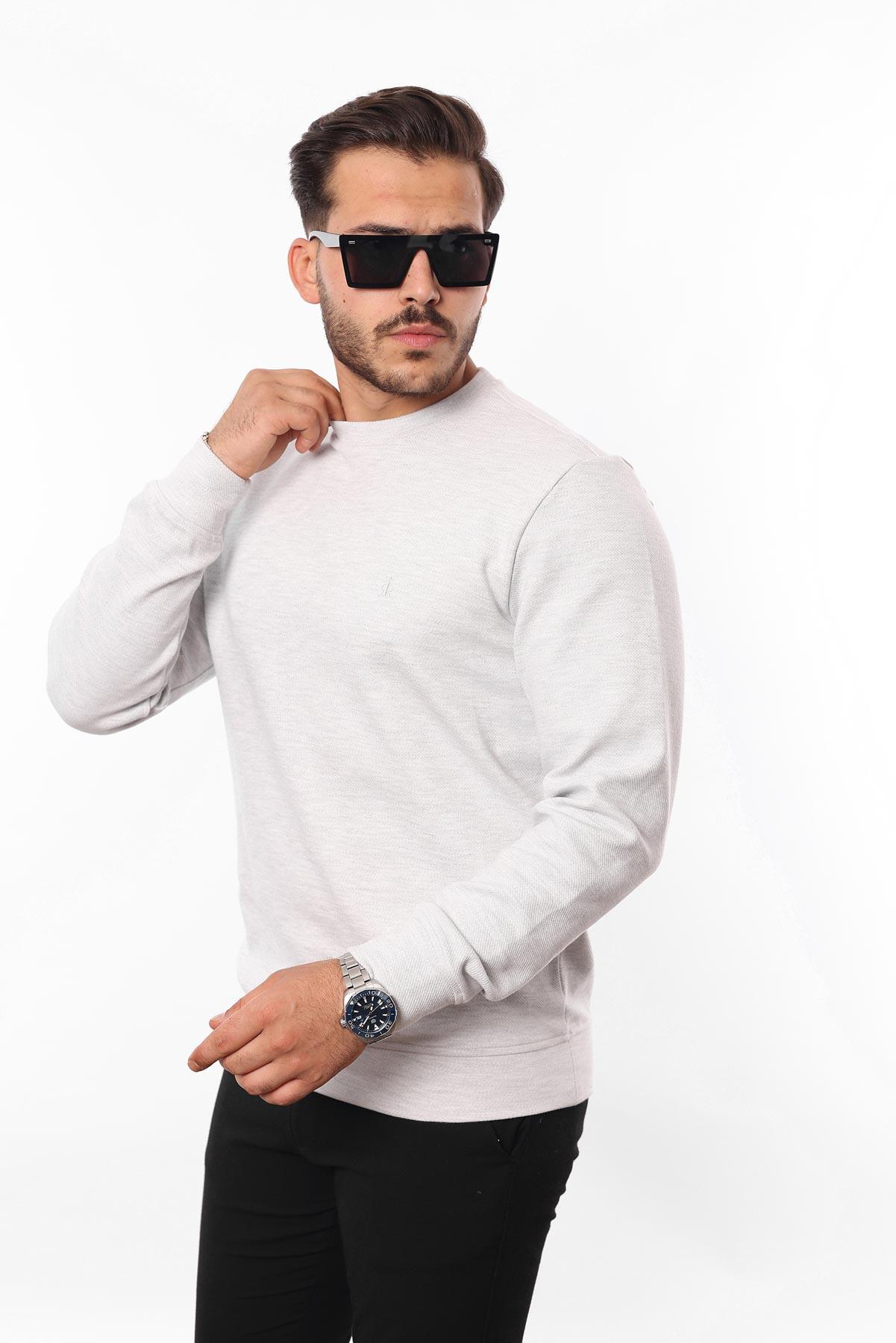 Diagonal Interlok Bisiklet Yaka Sweatshirt – Pamuk Viskon Regular Fit Rugatchi Exclusive