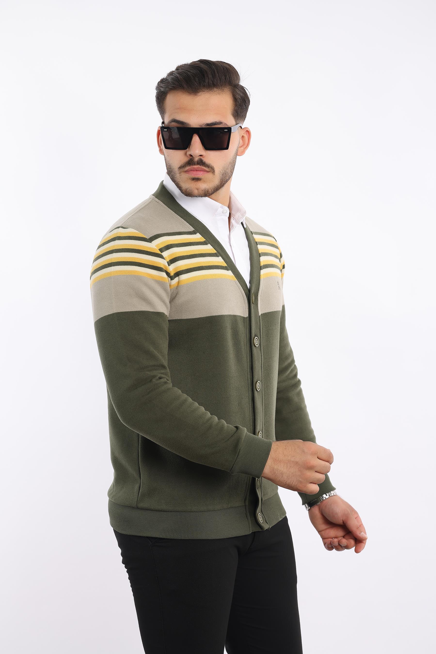 Triko Selanik Dokuma Düğmeli Hırka