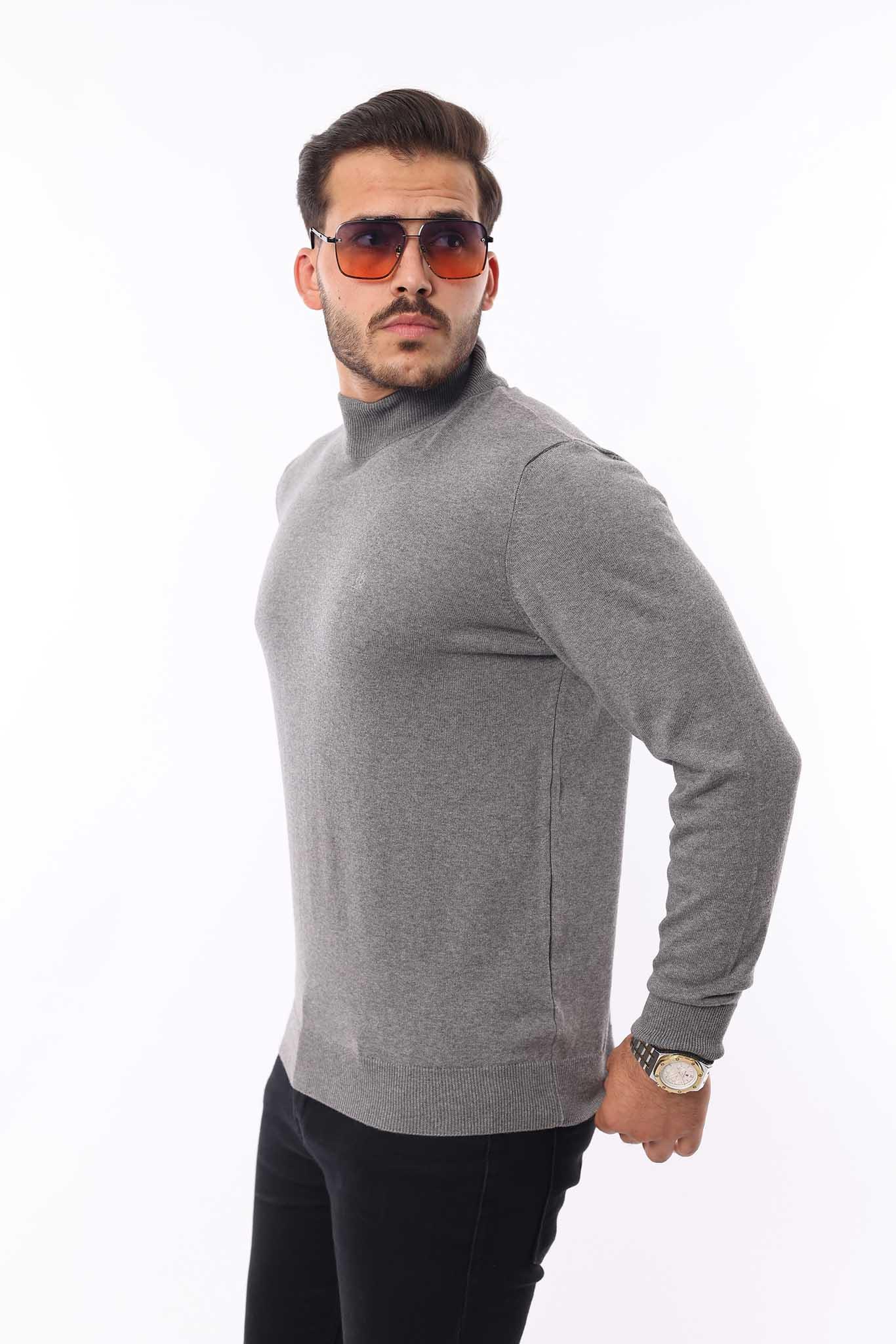 Erkek Yarım Balıkçı Yaka Triko Kazak — %100 Pamuk