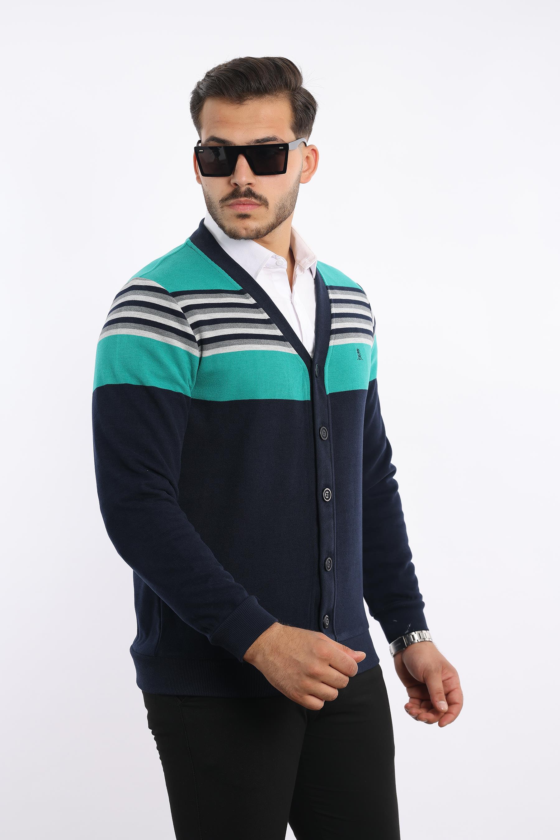 Triko Selanik Dokuma Düğmeli Hırka