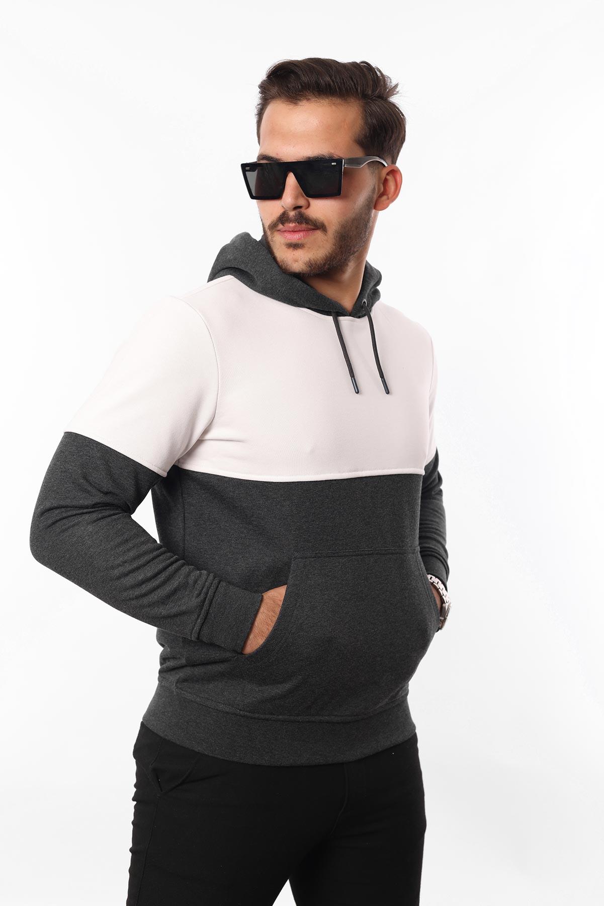3 İplik Kapüşonlu Kanguru Cepli Sweatshirt – Pamuk Viskon Regular Fit Rugatchi Exclusive