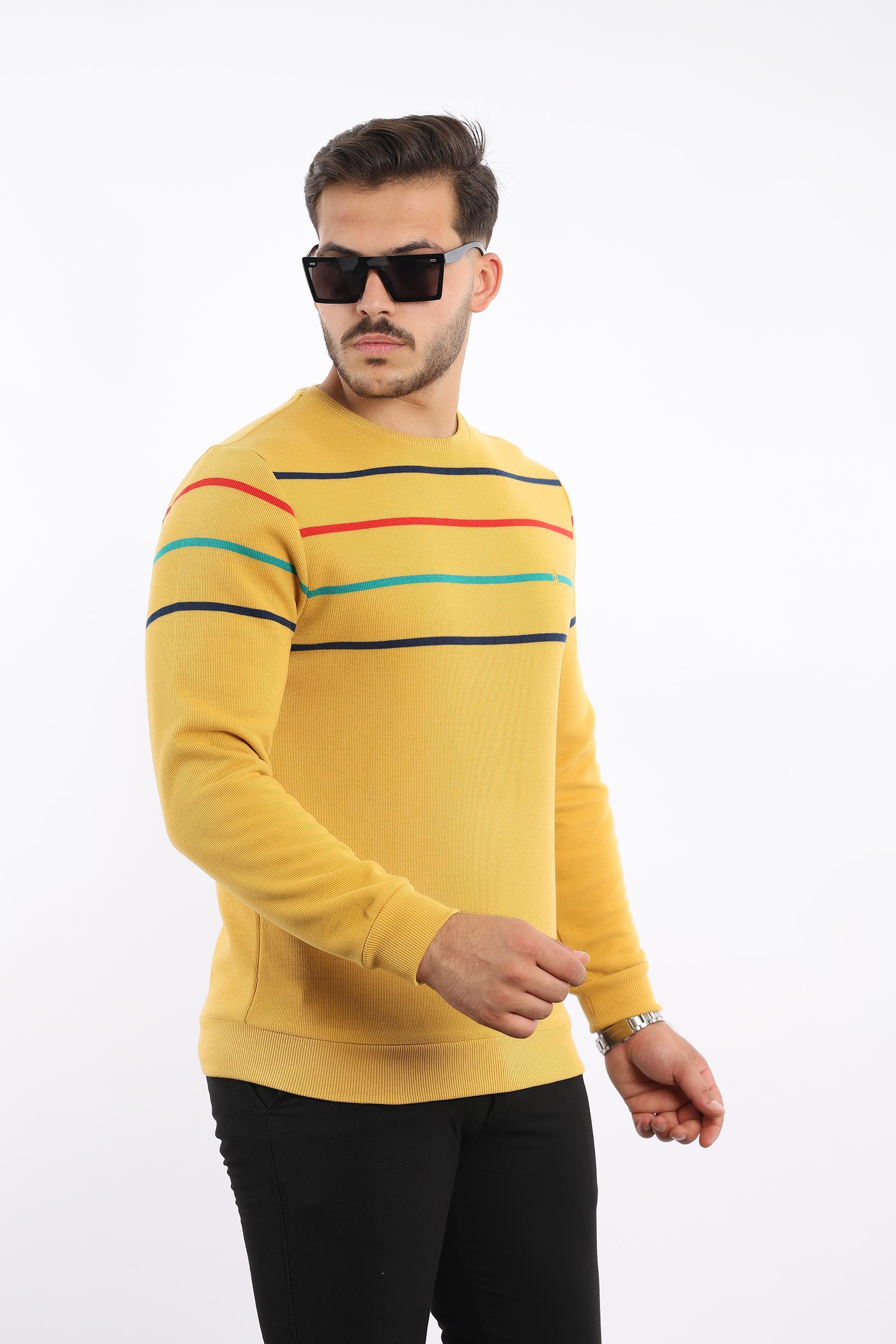 Panolu Selanik Dokuma Bisiklet Yaka Sweatshirt