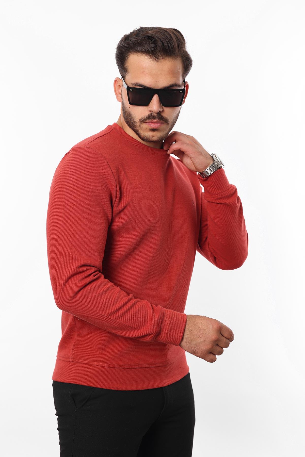Diagonal Interlok Bisiklet Yaka Sweatshirt – Pamuk Viskon Regular Fit Rugatchi Exclusive
