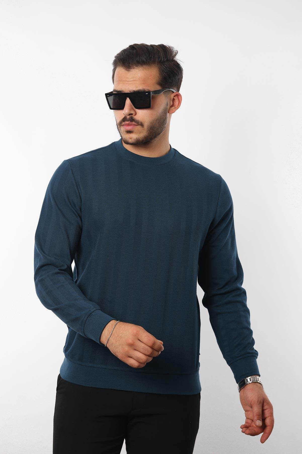Rugatchi Jakarlı Sweatshirt – %70 Pamuk %30 Viskoz Bisiklet Yaka