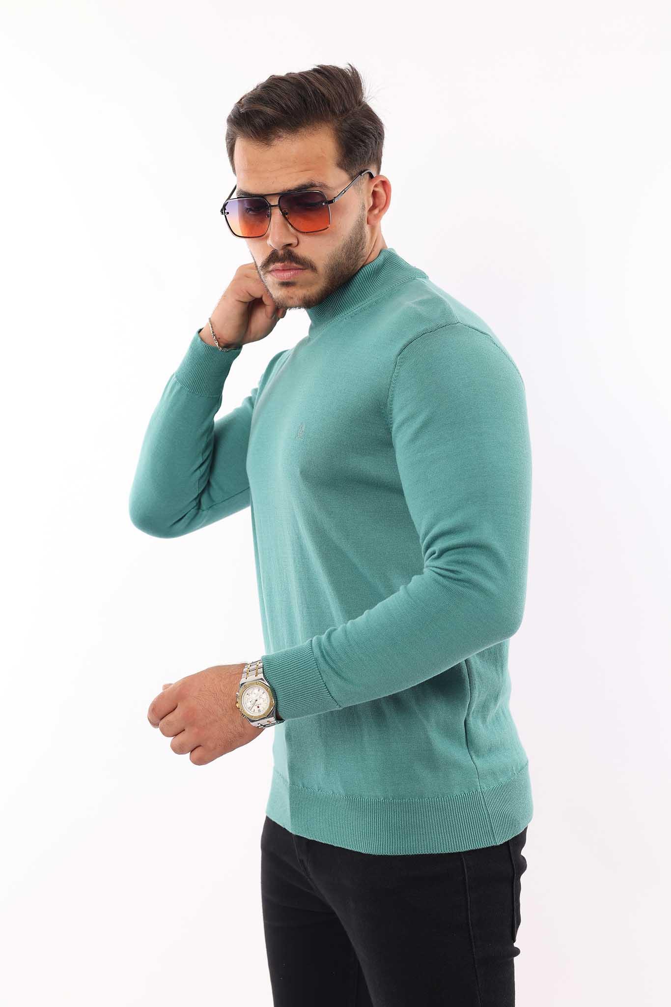 Erkek Yarım Balıkçı Yaka Triko Kazak — %100 Pamuk