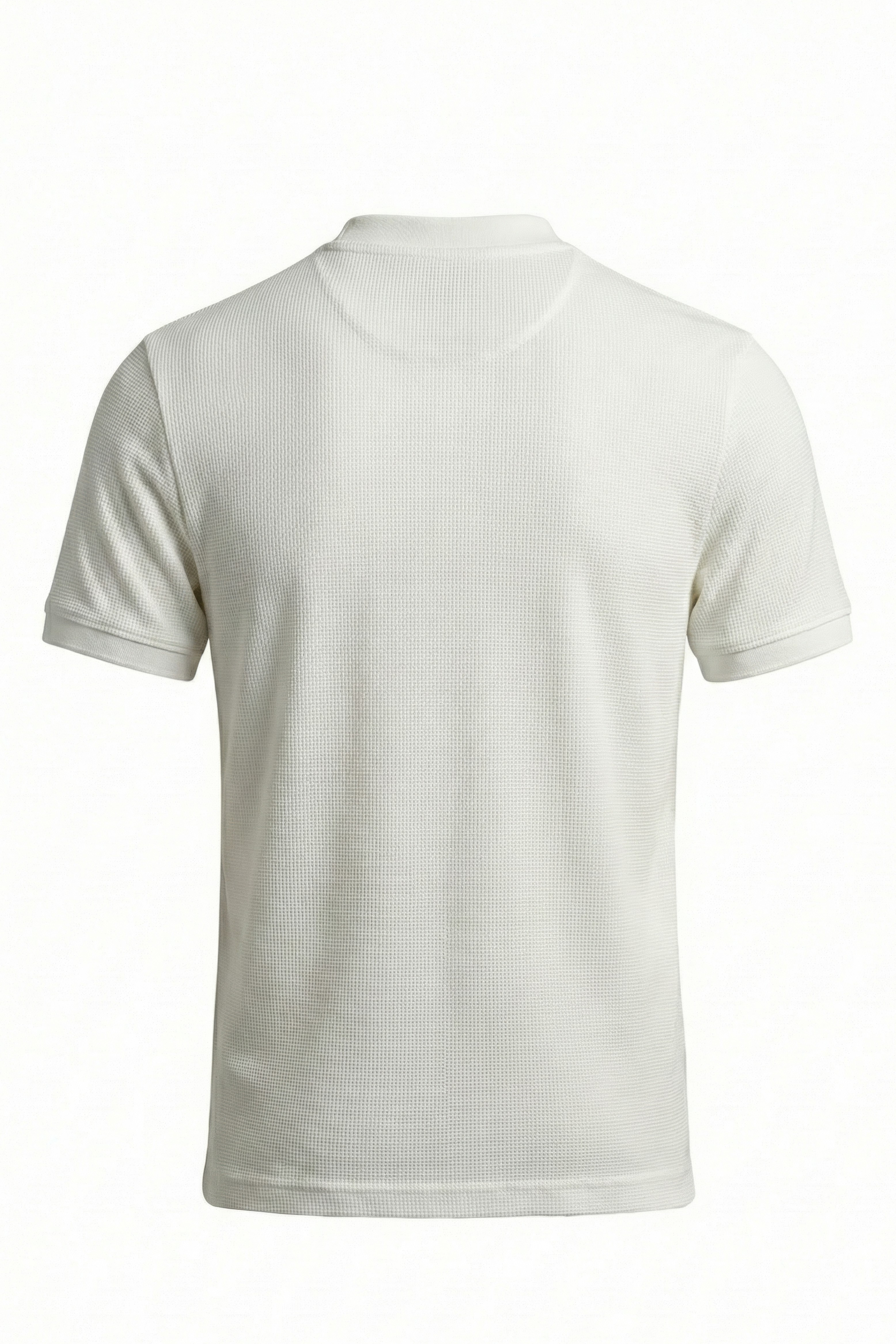 Erkek Waffle Dokulu Kolej Yaka Tişört