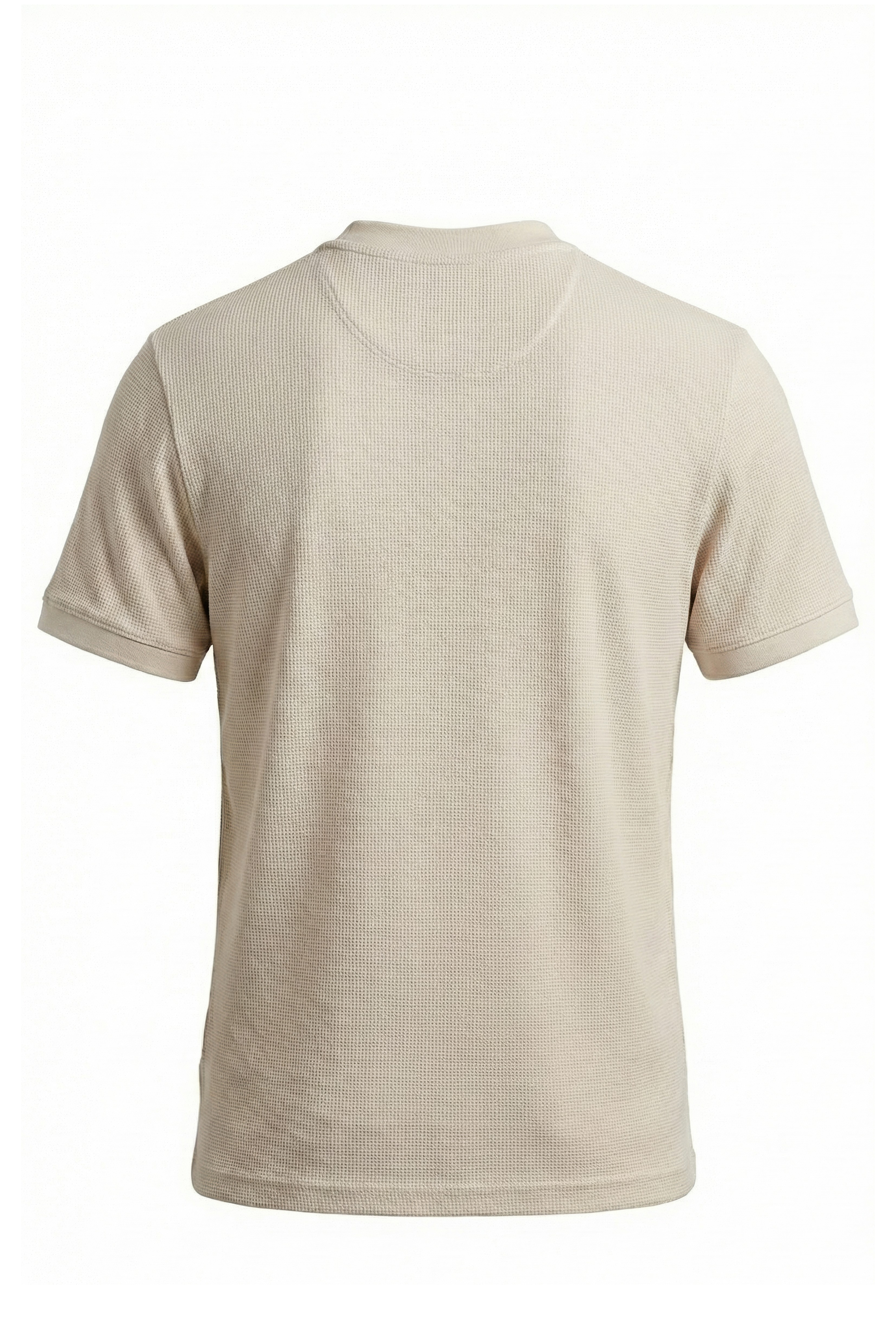 Erkek Waffle Dokulu Kolej Yaka Tişört