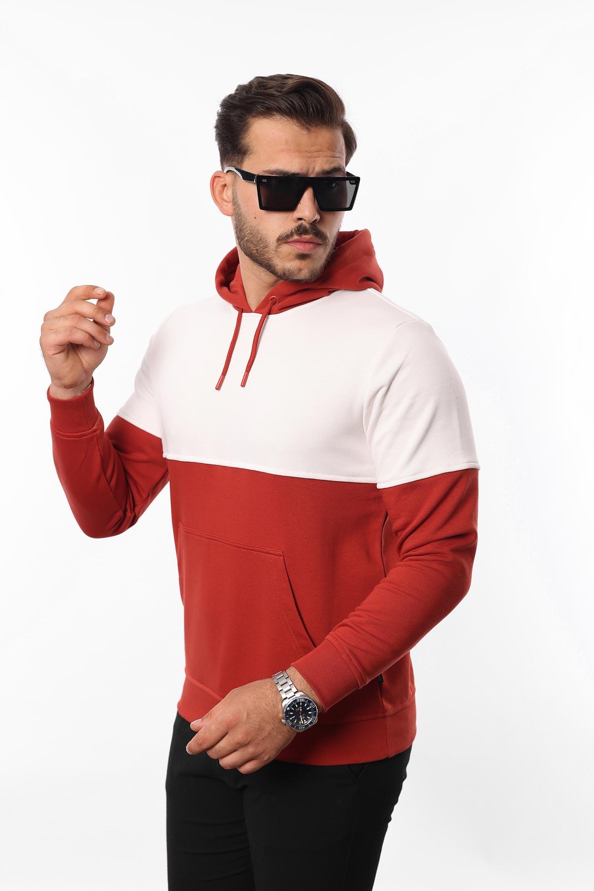 3 İplik Kapüşonlu Kanguru Cepli Sweatshirt – Pamuk Viskon Regular Fit Rugatchi Exclusive