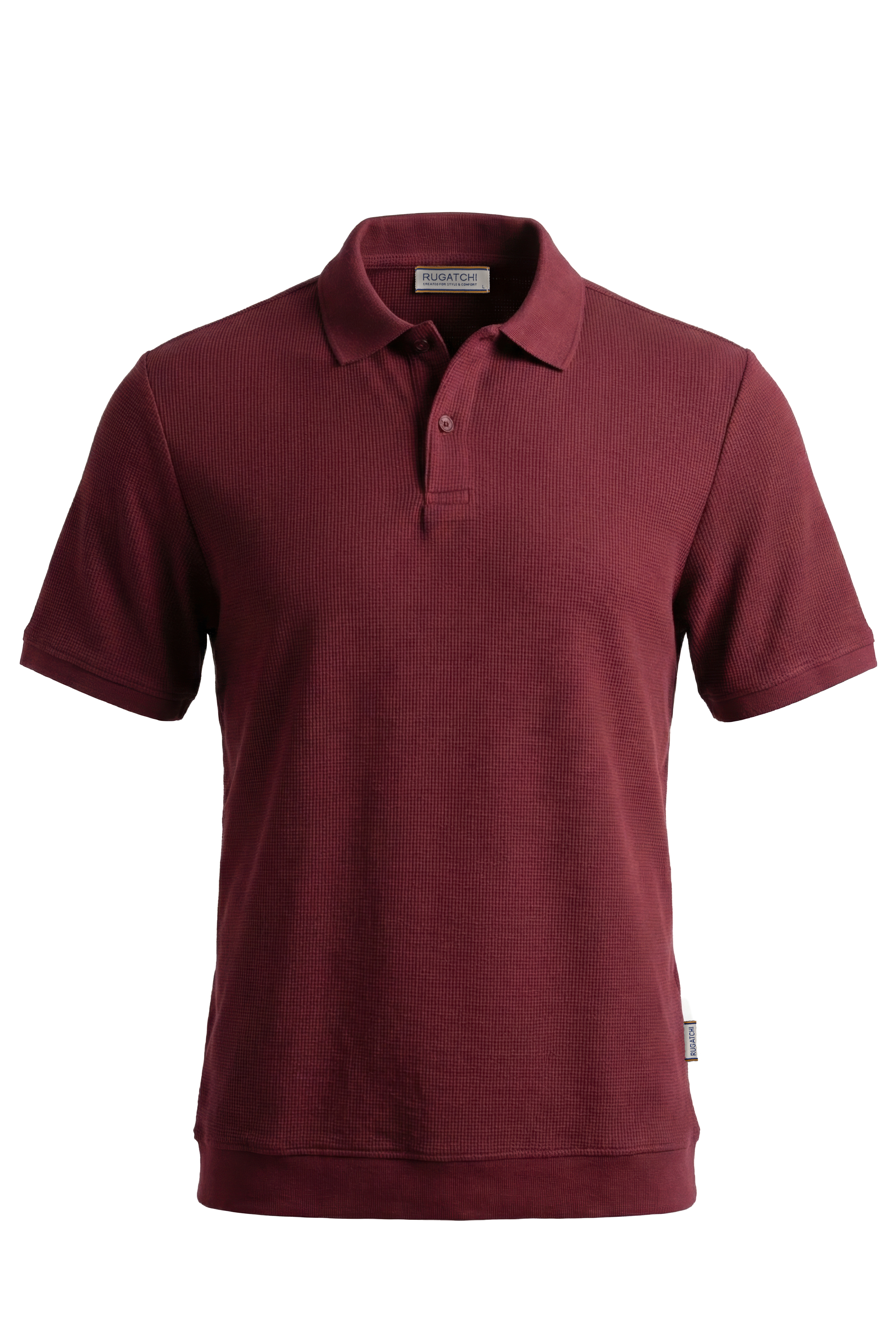 Erkek Waffle Dokulu Esnek Polo Tişört