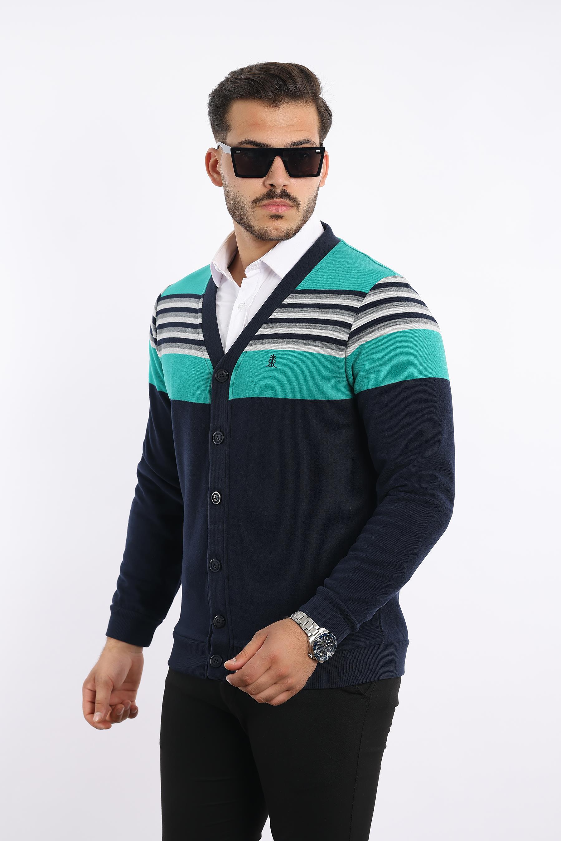 Triko Selanik Dokuma Düğmeli Hırka