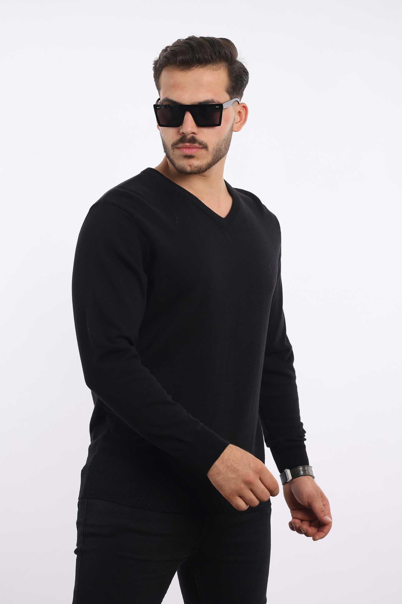 Premium Erkek V Yaka Triko — %100 Pamuk, Nefes Alan Konforlu Kazak