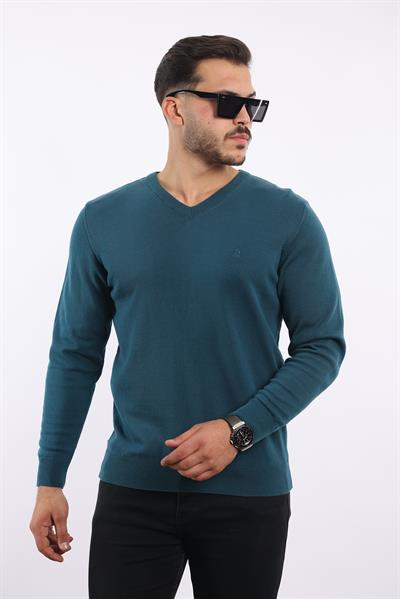 Premium Erkek V Yaka Triko — %100 Pamuk, Nefes Alan Konforlu Kazak