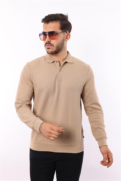 Waffle Dokuma Polo Yaka Sweatshirt – Pamuk Viskon Regular Fit Rugatchi Exclusive