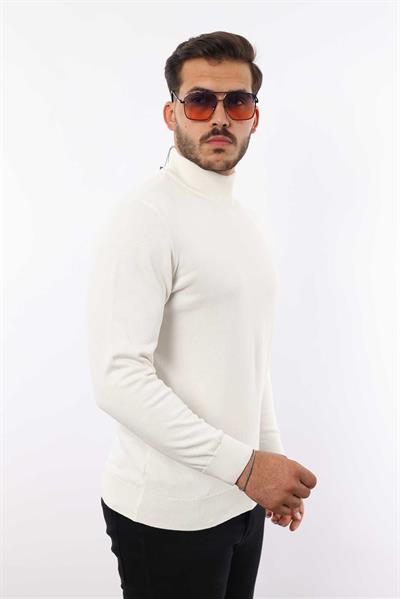 Erkek Yarım Balıkçı Yaka Triko Kazak — %100 Pamuk