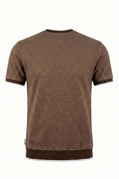 Erkek Triko Görünümlü Bisiklet Yaka Tişört