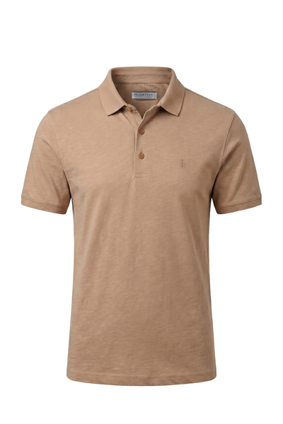 Erkek Keten Görünümlü Flamlı Polo