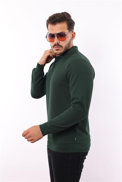 Waffle Dokuma Polo Yaka Sweatshirt – Pamuk Viskon Regular Fit Rugatchi Exclusive