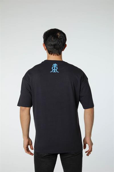 Baskılı Oversize Bisiklet Yaka T-Shirt