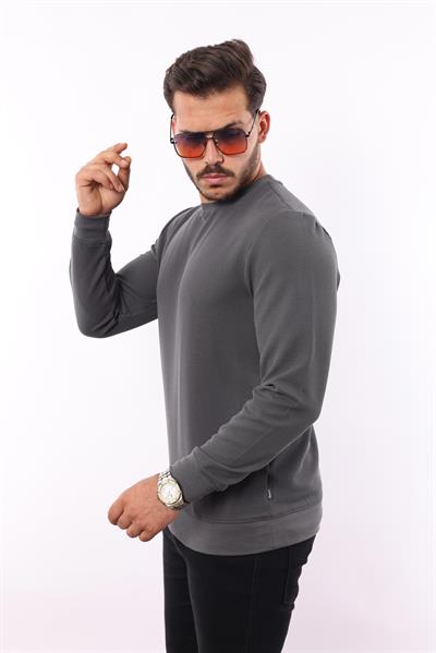 Waffle Dokuma Bisiklet Yaka Sweatshirt – Pamuk Viskon Regular Fit Rugatchi Exclusive